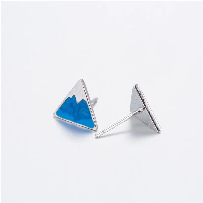 Jisensp Silver Plated Earrings Lovely Style Blue Snow Mountain Stud Earring Fashion Jewelry for Women Girls Christmas Gift | Украшения и