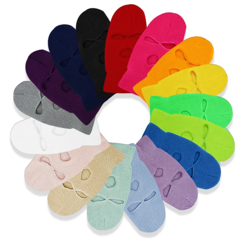 Вязаная шапка Балаклава на заказ оптовая продажа 3 неоновых шапки черные три