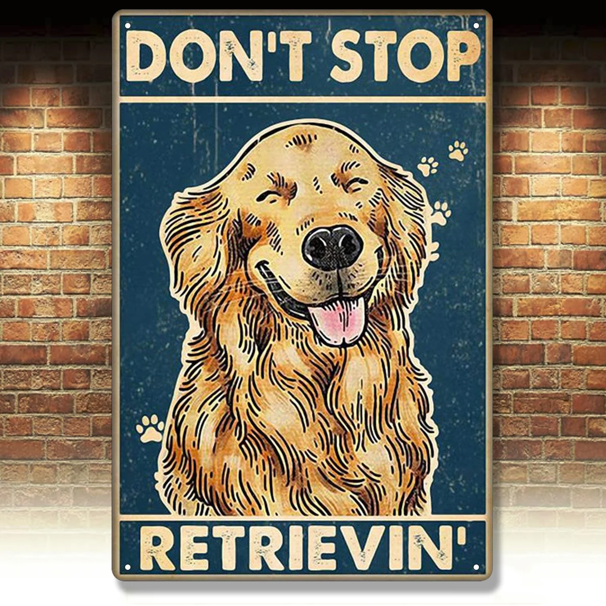 

Golden Retriever Tin Sign Old-Fashioned Don't Stop Retrieving Dog Poster Home Bar Club Cafe Wall Decoration 12x8 Inches