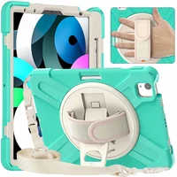 360 rotation case for ipad air 4 10 9 inch 2020 hand strapkickstand silicone shockproof tablet cover for ipad air 4