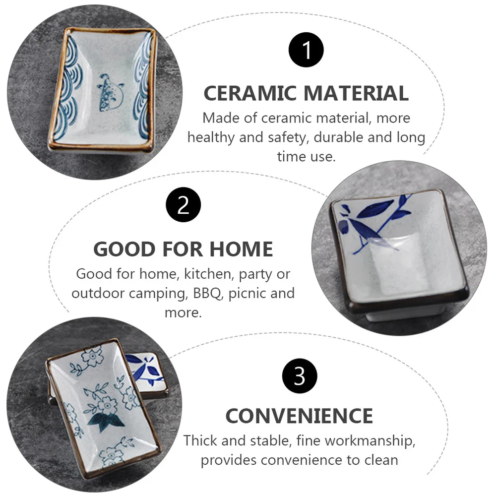 

3 Pcs Hand Painted Sauce Dishes Ceramic Saucer Relish Plates (Random Color)