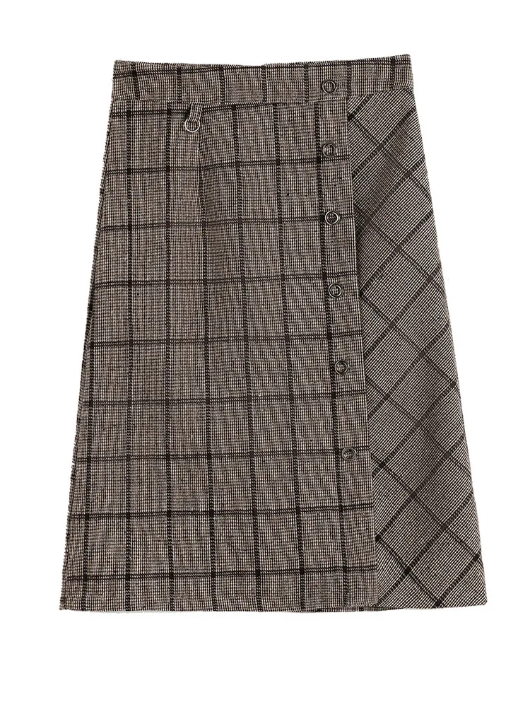 Твидовая юбка в Корейском стиле новинка осень-зима 2020 тонкая женская клетчатая