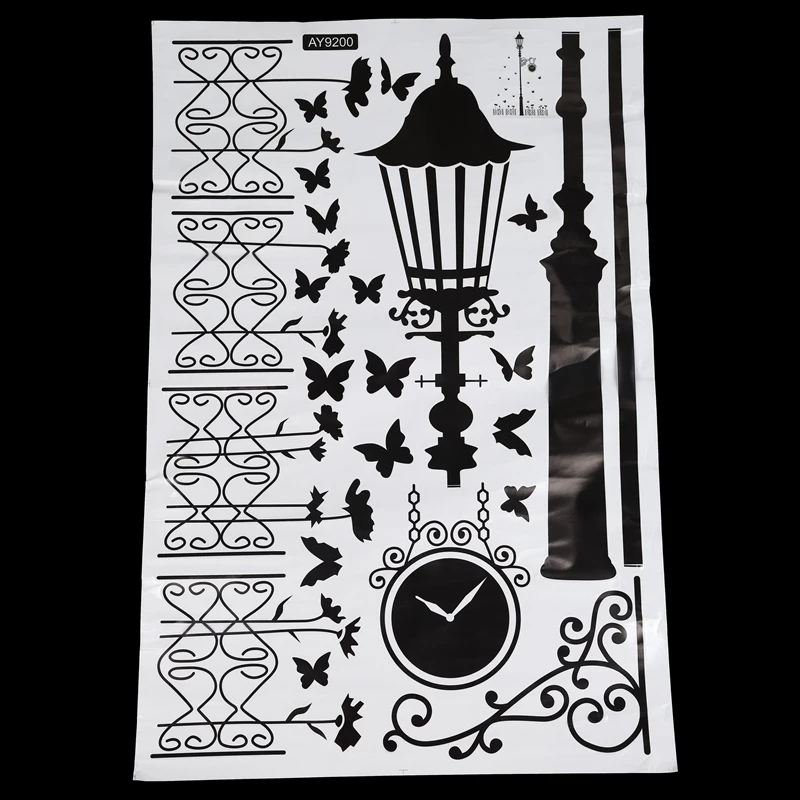 Новые Съемные Виниловые настенные наклейки уличные фонари и железный забор