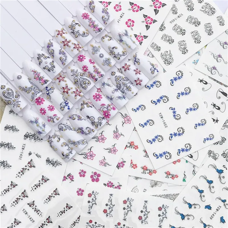 

50 Sheets Mixed Styles Watermark Flower Cat Etc Stickers Nail Art Water Transfer Tips Decals Beauty Temporary Tattoos Tools