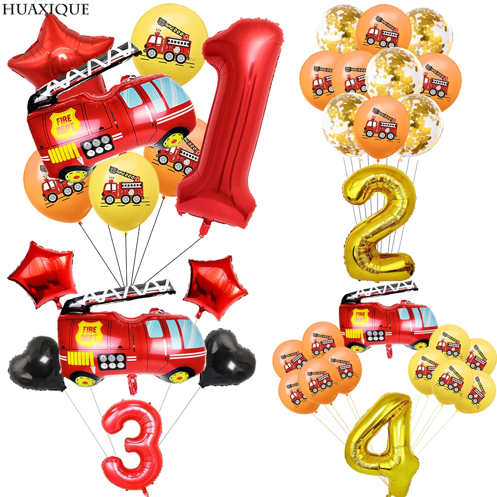 

Пожарная машина Фольга воздушные шары 32/40 дюймов номер цифровой клипсы для воздушных шаров для детей на день рождения украшения воздушные ...