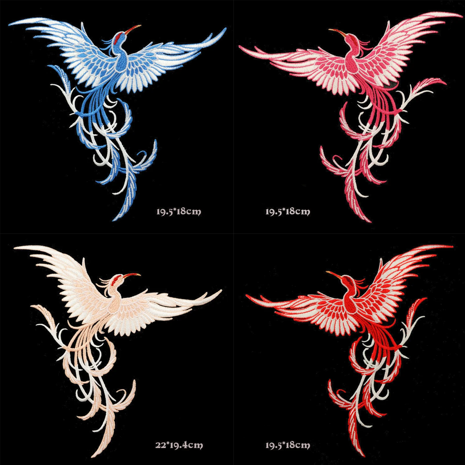 

Chinese Style Large Phoenix Embroidered Sewing Appliques Patches for Clothing DIY Fabric Costume National Decoration Craft