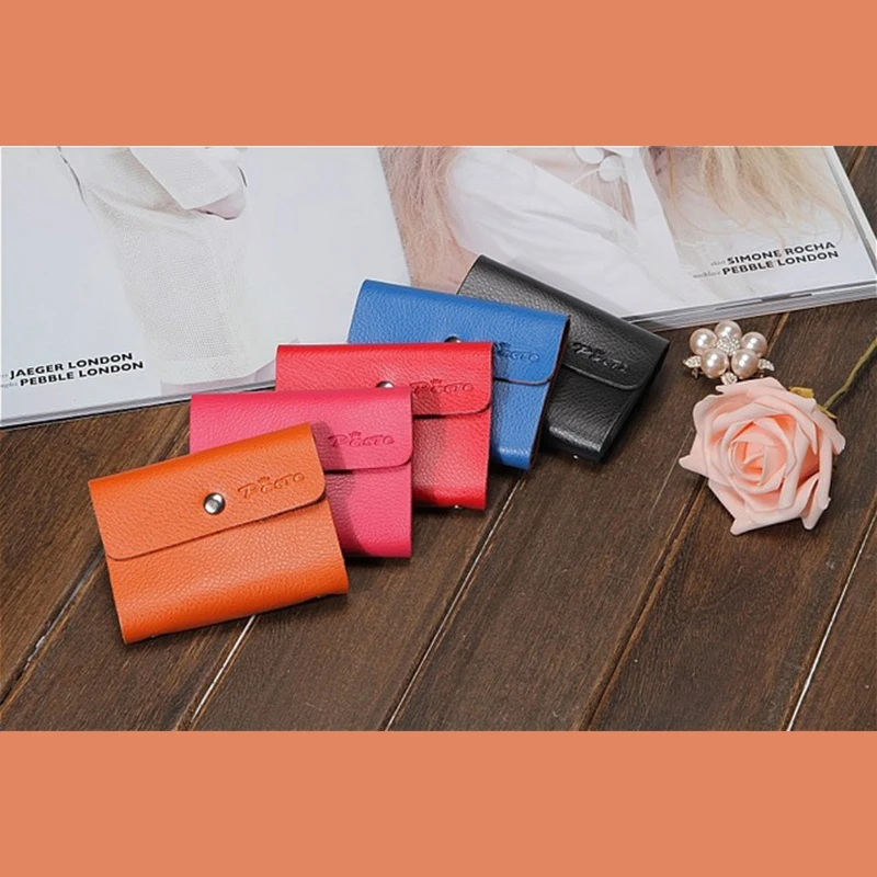 Милая дамская сумка для банковских карт женская изящная ретро кожаная