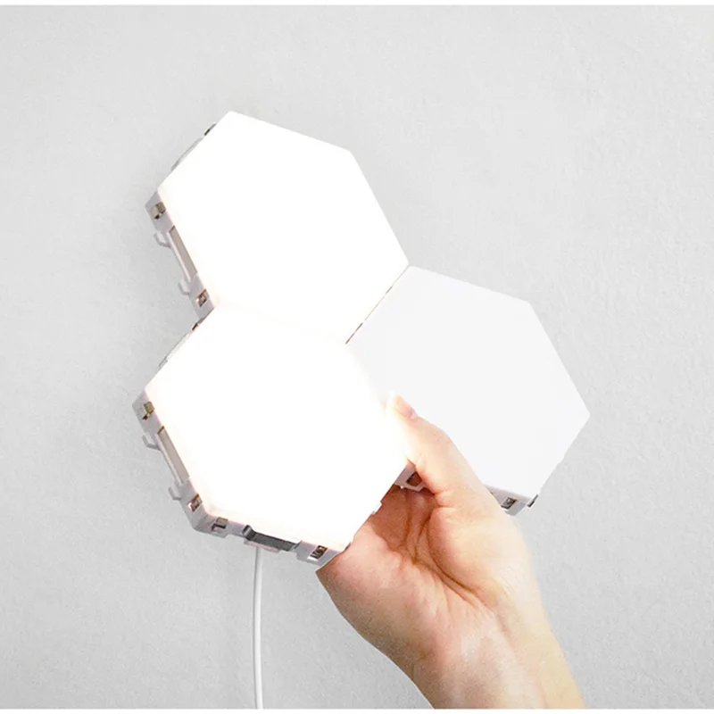 

Quantum Light Wall Lamp Magnetic Modular Hexagons Touch Sensitive Lighting Led Honeycomb Splicing Creative Wall Light Plug-in