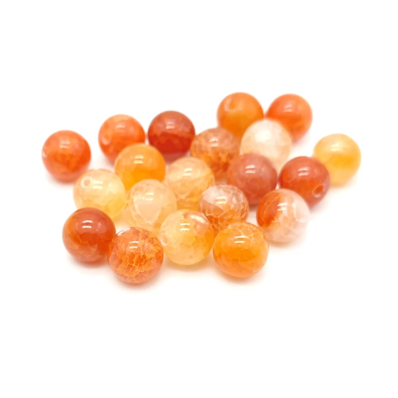 

Cracked Natural Orange Red Agates Fire Dragon Veins Round Loose Spacer Beads for Jewelry Making Bracelet Necklace Accessories