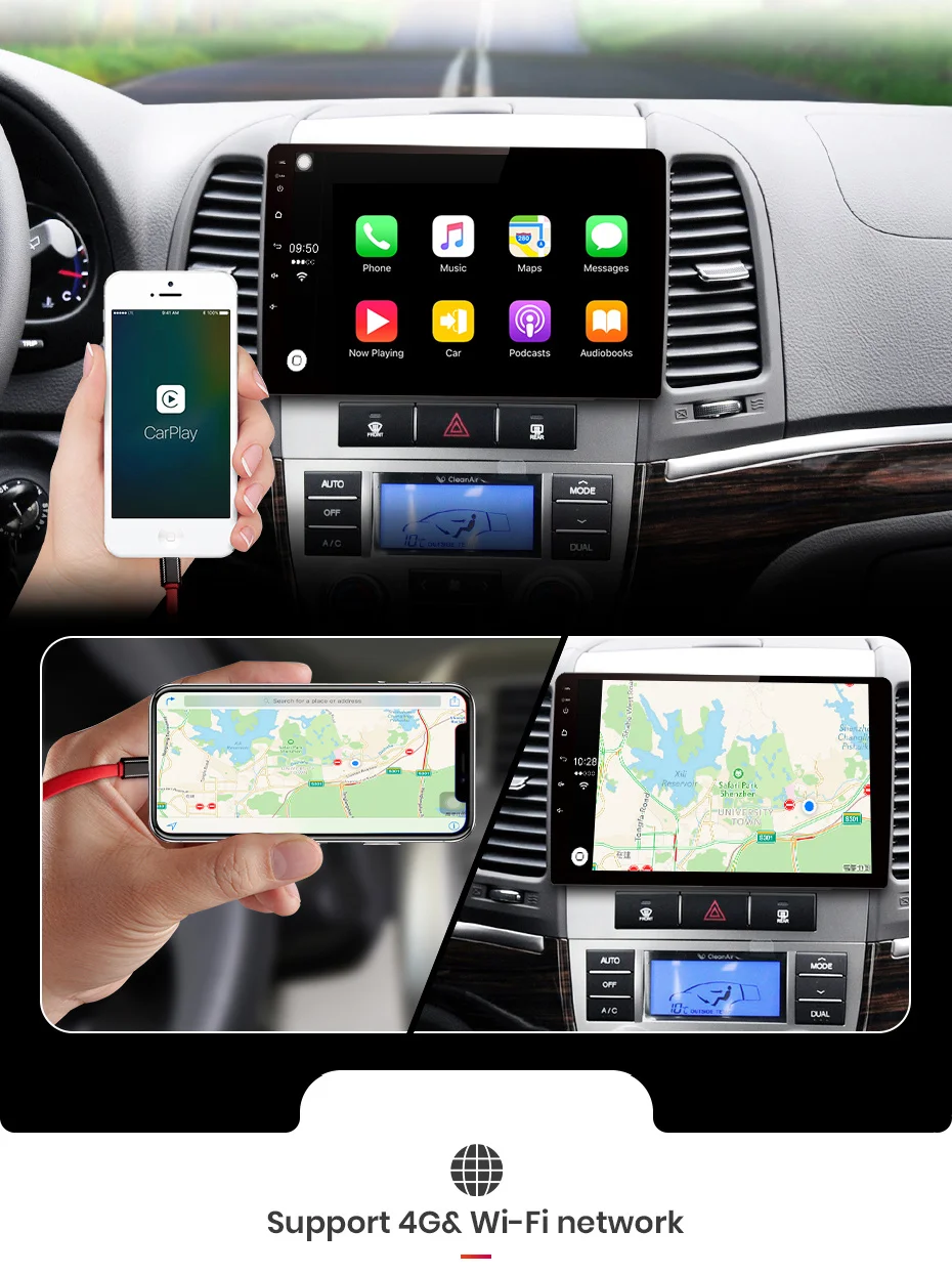 Junsun V1 pro 4G+ 64G CarPlay DSP Android 8,1 автомобильный Радио Мультимедиа Стерео Аудио плеер gps 2 Din для hyundai Santa Fe 2 2006-2012