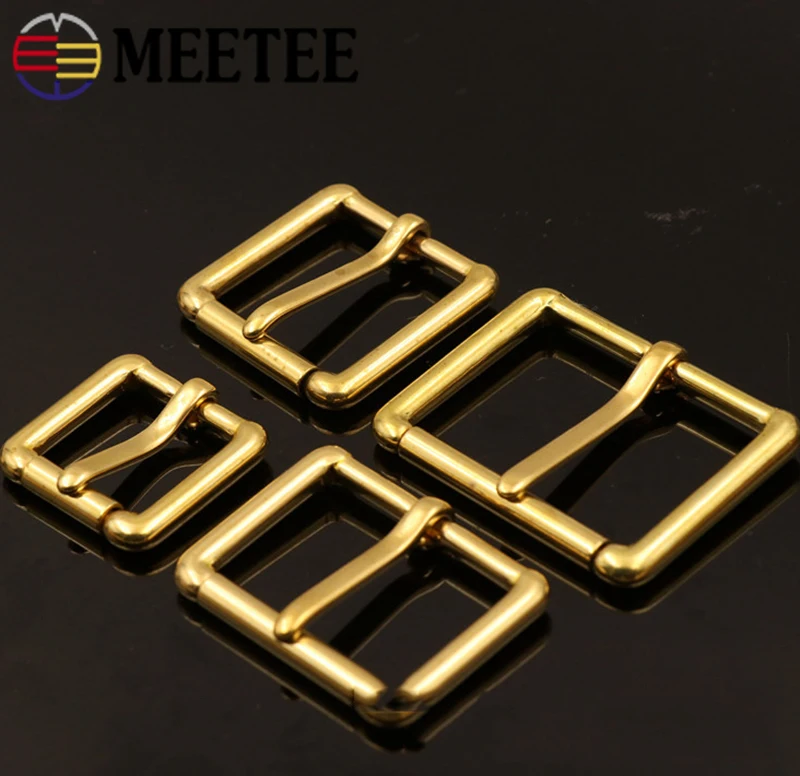 

Meetee 2/5pcs ID20/25/32/38mm Brass Roller Pin Buckles Copper Belt Buckle Head DIY Bags Strap Adjust Hook Luggage Hardware YK083