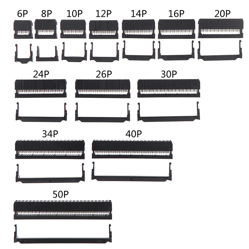 

6/8/10/12/14-50Pin IDC Socket Pin Dual Row Pitch 2.54mm IDC Connector 6-50 Pin Cable Socket Plug Ribbon Cable Connector 10set