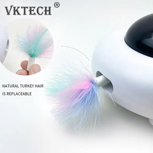 Cats Teaser Toys Interactive Dolls UFO Feather Stick Spinning Pet Turntable Catching Training Electronic Components 3