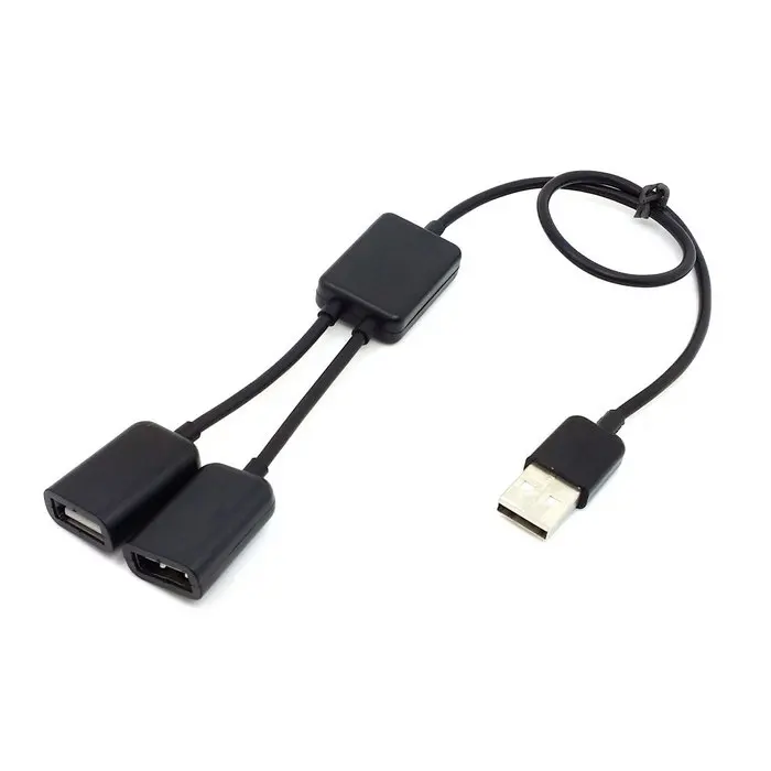 Black USB 2.0 Dual Ports Hub Cable Bus power For Laptop Macbook Notebook PC & Mouse Flash Disk | Hardware Cables Adapters