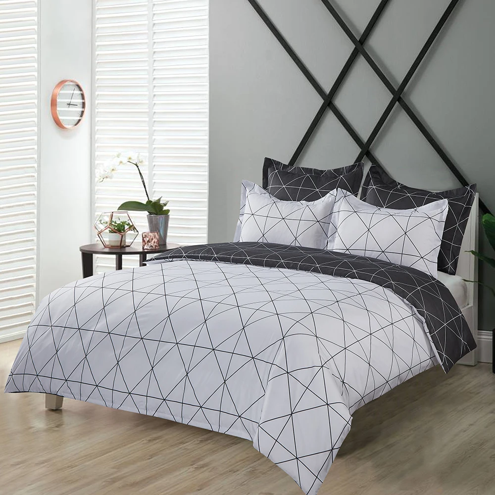 Комплект постельного белья черно-белое в скандинавском стиле размер 240x220 | Дом и