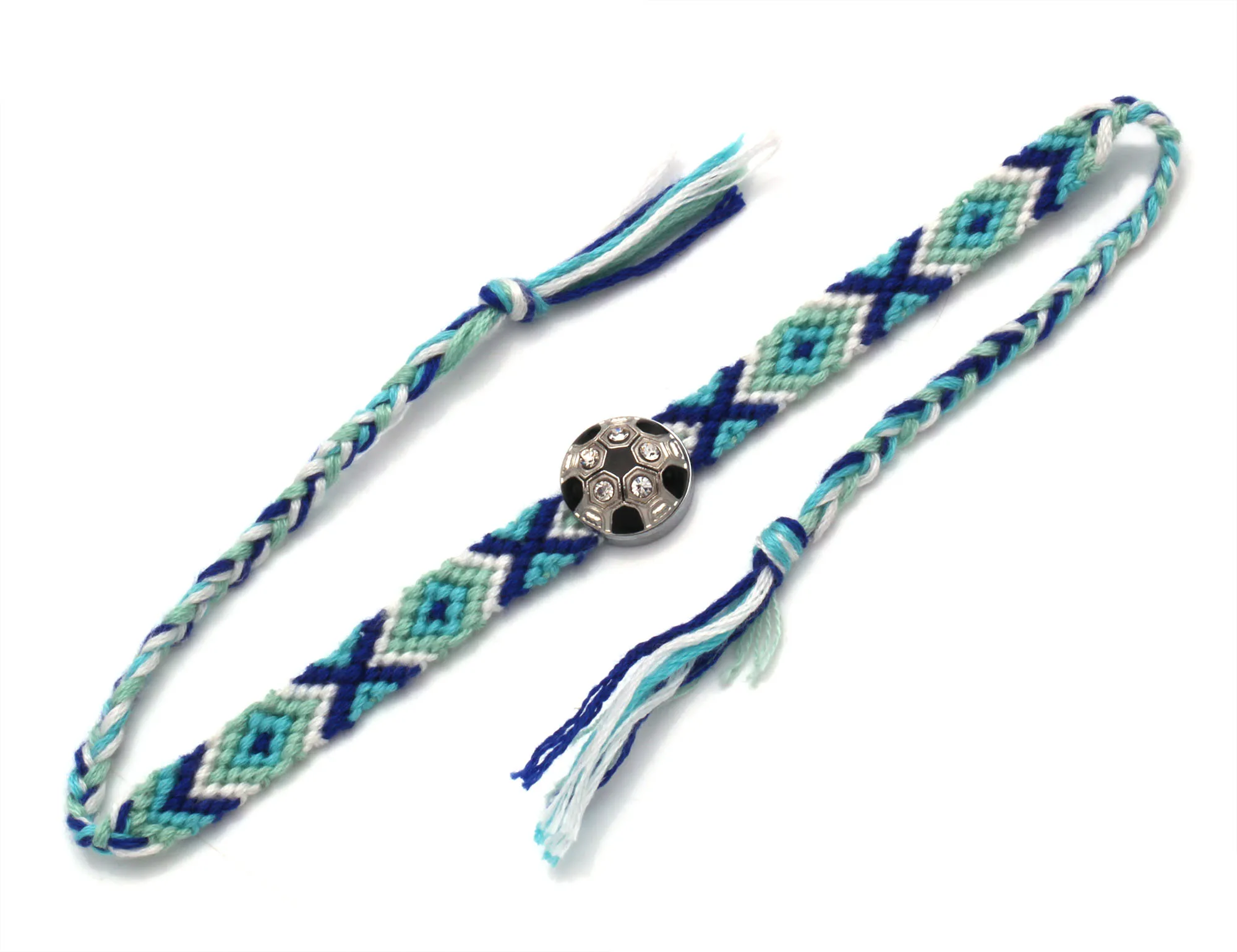 Boho сплав цинка футбол шарм тканый браслет дружбы женский мужской спортивный