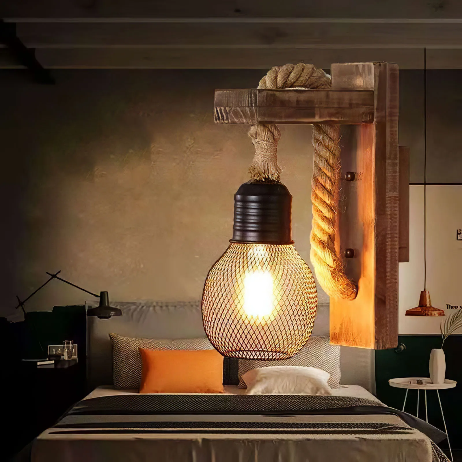 

Настенный ретро-светильник, промышленный настенный светильник, Модный Деревянный винтажный настенный Ретро светильник с абажуром для кухн...