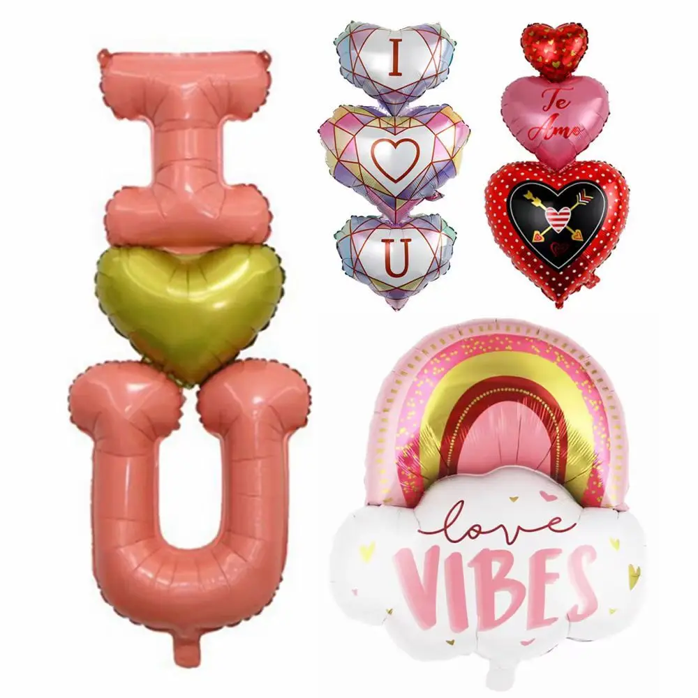 

1pcs Valentine's Day Balloons Conjoined Heart love Foil Balloon Wedding party Decorations I Love You Globos