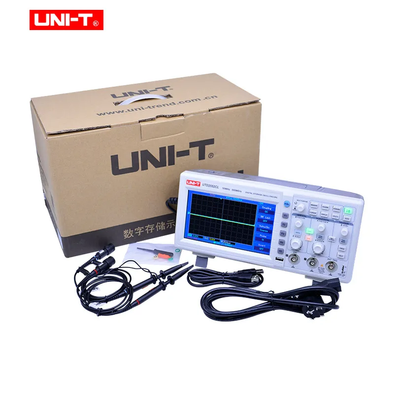 UNI-T UTD2025CL UTD2052CL Цифровые запоминающие осциллографы 2 Каналы 250-500 мс/с частота дискретизации 7-дюймовая TFT ЖК-дисплей Scopemeter 100-240VAC