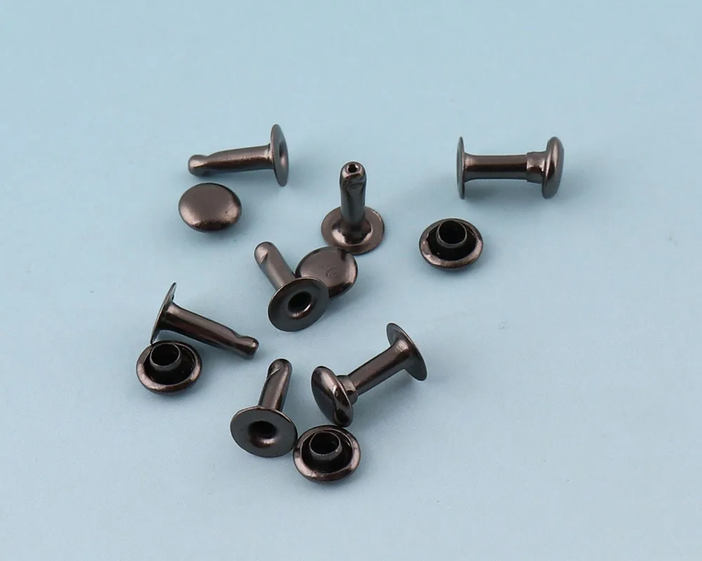 Круглые заклепки для сумки браслета 5 мм черные с двумя колпачками | Дом и сад