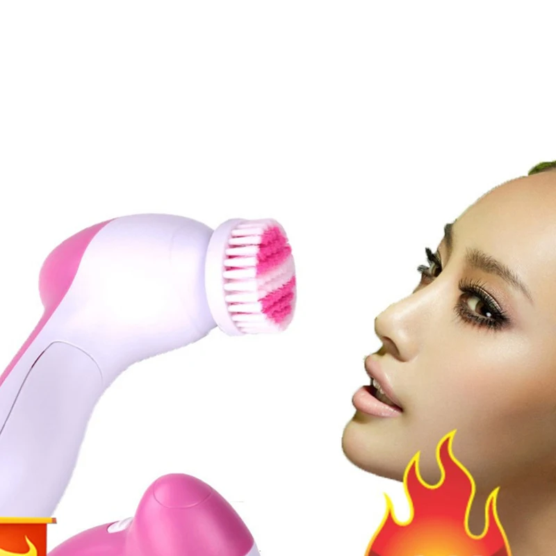 Электрический Чистка лица Массажер-очиститель кожи мыть аппарат для чистки 5 в 1