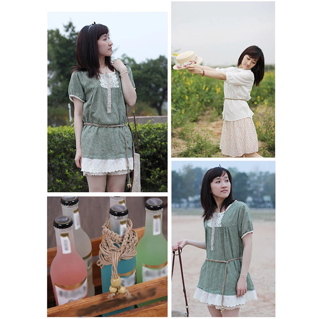 Boho Женская ремень веревка Пояс мода плетеный шик декоративная бусина талии