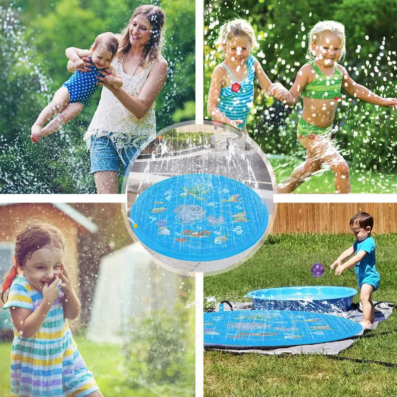 

Newly Water Splash Sprinkler Pad Play Game Mat for Children Kids Summer Outdoor Party