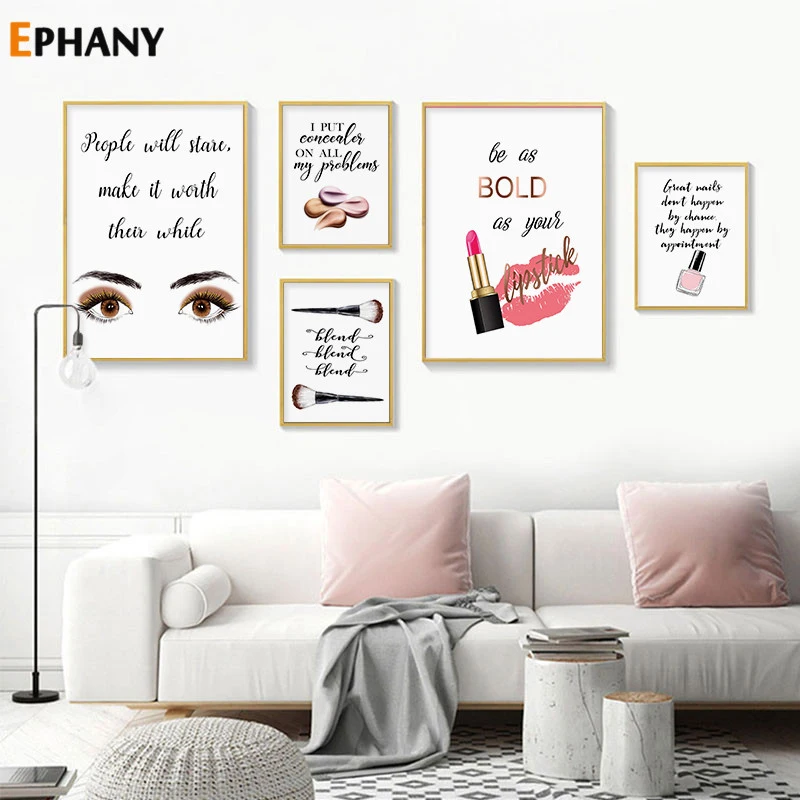 Помада для век лак ногтей модный плакат макияж Печать холст искусство живопись