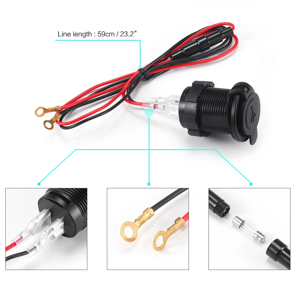 1 шт. автомобильное зарядное устройство водонепроницаемый портативный двойной USB