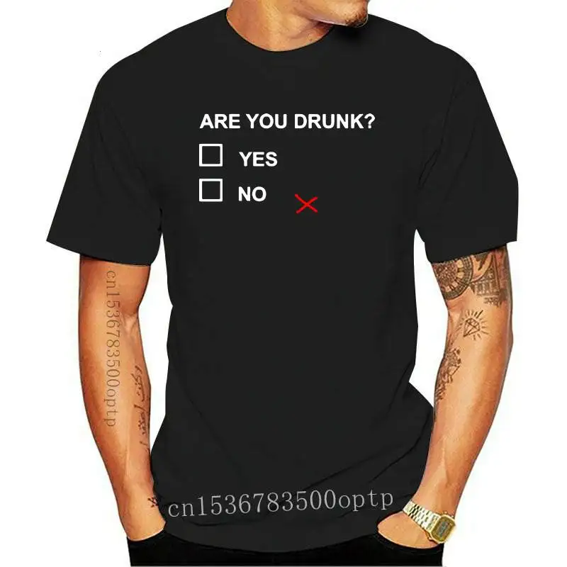 

Drink Funny Are You Drunk Yes No Letters Print T-shirt Joke Summer Casual Men Short sleeve Cotton Tshirt EU Size