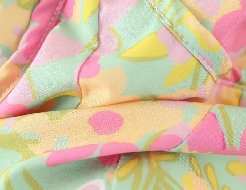 Bazaleas Colorful Floral Print Green Yellow Women blouse Vintage Slim Center Bow TopsParty blusas mujer de moda 2020 | Женская одежда