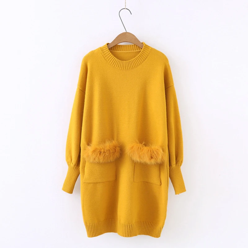 Women Knitted Long Sweater Solid Black Yellow Female Pullover 2019 High Quality Femme Sweaters | Женская одежда