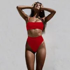 2021 однотонное бикини бразильский купальник женский комплект бикини сексуальный купальник с открытыми плечами женский купальник бикини