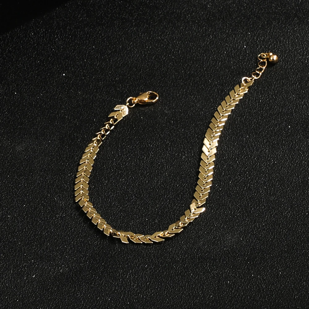 Модные Простые анклеты для женщин и девушек модные золотистые браслеты-цепочки