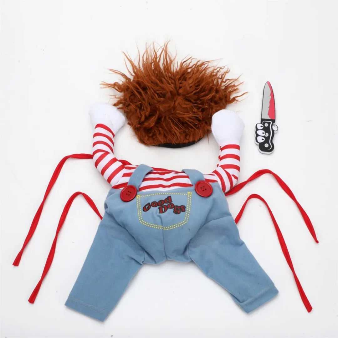 Dog Cat Pet Funny Costume Chucky Deadly Doll Cosplay Party Fancy Festival Cloth images - 6