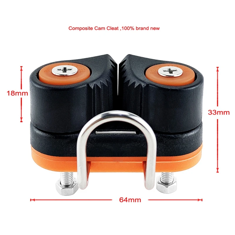 

New Sale BSET MATEL Composite 2 Row Ball Bearing Cam Cleats with Wire Leading Ring Plastic Cammatic Cleats for Boat Pilates Equi