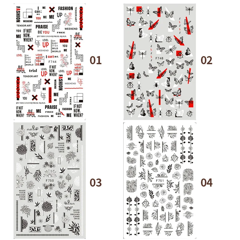 

1PC Summer Leaves Flower 3D Nail Sticker Butterfly Leaf Line Pattern Decals Slider For Nails DIY Nail Art Decoration Manicures