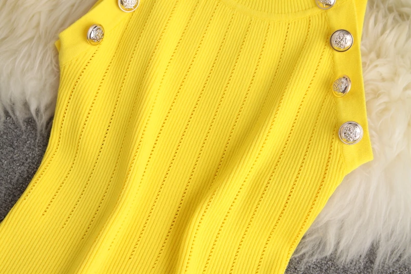 ALPHALMODA - женский джемпер без рукавов и шорты шикарный вязаный костюм ярко-желтый