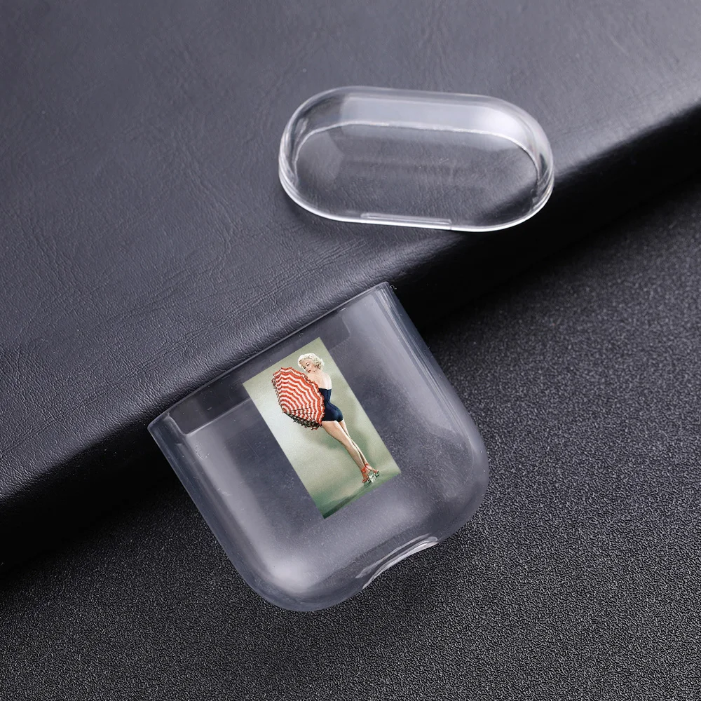 Мягкий ТПУ красивый богиня для Airpods 1/2 Чехлы Мэрилин Монро прозрачный Bluetooth