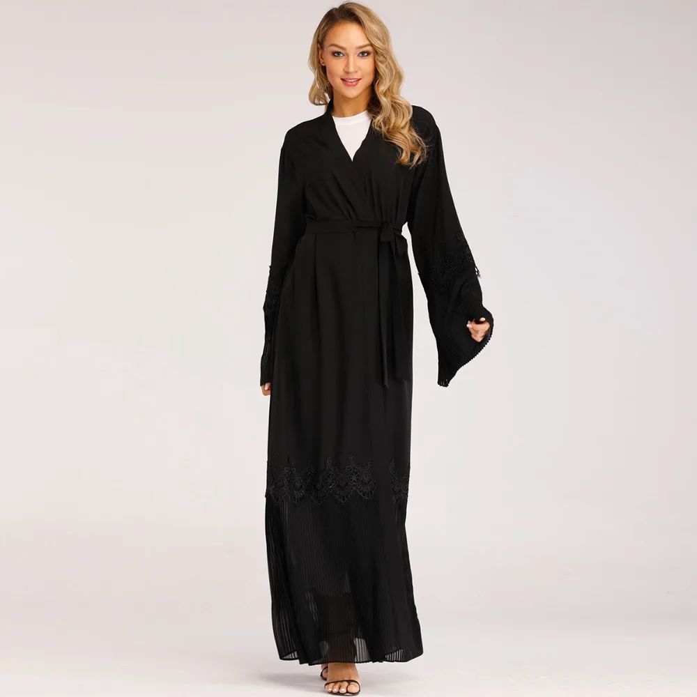 Черный Кафтан Длинное свободное платье мусульманское abayamurah abayas