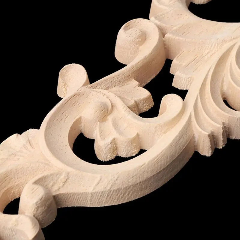

1 Pair Wood Carved Corner Onlay Applique Frame Decor Furniture Unpainted Home