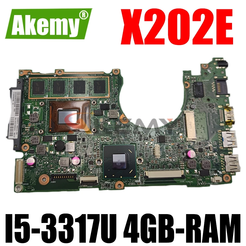 

AKEMY X202E Laptop Motherboard For ASUS VivoBook S200E X201E X201EP X201EV Original Mainboard 4GB-RAM I5-3317U