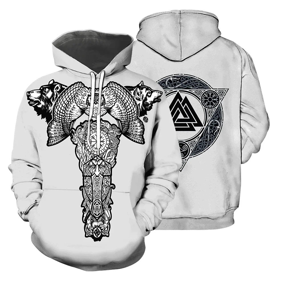 Newest Fashion Men Hoodies Viking tattoo pattern 3D All Over Printed Sweatshirt/zip Hoodie tops 455 | Мужская одежда