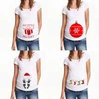 women funny my little present christmas maternity announce t shirt short sleeve pregnancy tees xmas pregnant t shirts clothing