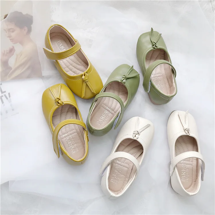 Soft bottom square head shoes for girls kids princess shoes spring and autumn Korean children bean shoes baby casual shoes