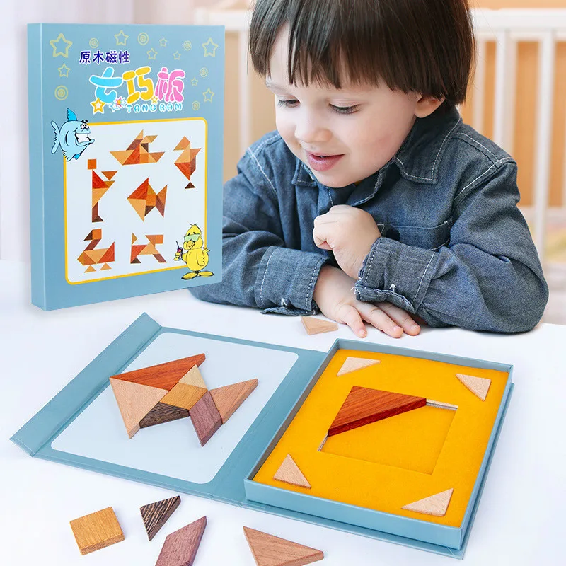 Магнитный Танграм пазл 3D головоломка Монтессори обучающая игрушка доска для