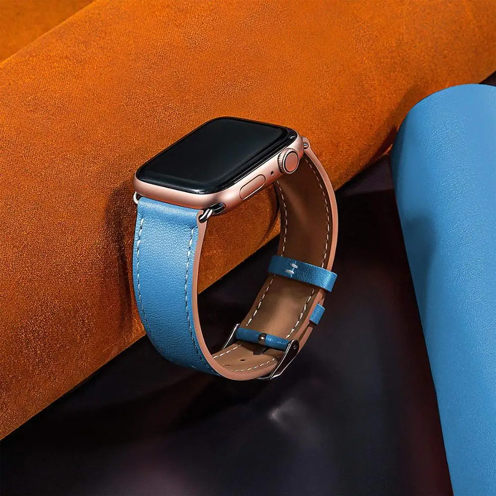 Ремешок из натуральной кожи для Apple Watch band 44 мм/40 мм iWatch 42 38 Высококачественный