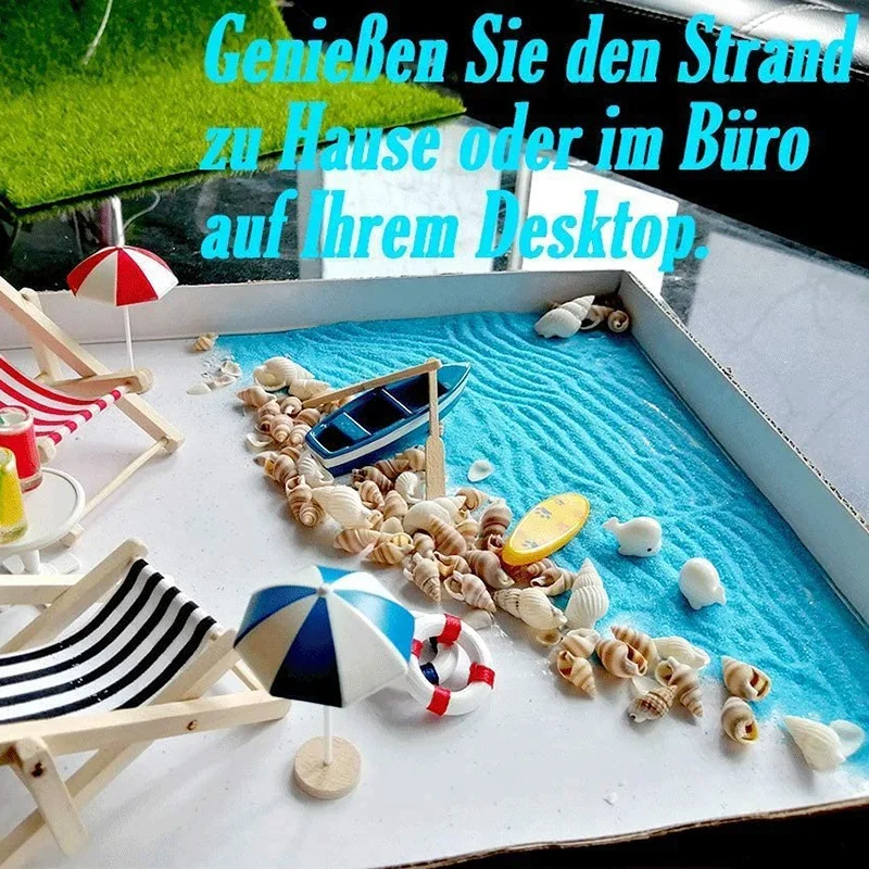 

Beach Landscape Mini Lounger Beach Basket Decoration Accessories, 18 Pieces Miniature Ornament Set for DIy Fairy, Garden