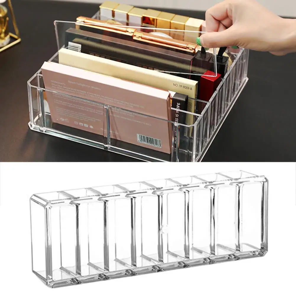 

Clear Acrylic Makeup Organizer Makeup Tools Holder 8 Grid Cosmetic Storage Box Make Up Powder Lipsticks Eye Shadow Storage Case