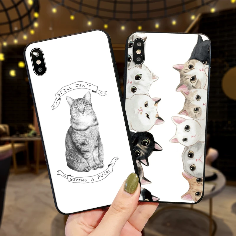 Cat For Xiaomi Redmi 7 Note 4X 5A 16G 32G GO 7A K20 pro 6 5 8 Pro Luxury Black phone Case | Мобильные телефоны и